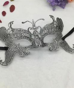 Wawots2018 Store Silver Hot Stamping Ladies Sexy Lace Masquerade Mask For Carnival Halloween Prom Half Face Ball Party Masks Cutout Eye Mask #35