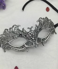 Wawots2018 Store Silver Hot Stamping Ladies Sexy Lace Masquerade Mask For Carnival Halloween Prom Half Face Ball Party Masks Cutout Eye Mask #35