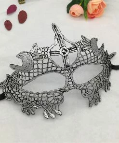 Wawots2018 Store Silver Hot Stamping Ladies Sexy Lace Masquerade Mask For Carnival Halloween Prom Half Face Ball Party Masks Cutout Eye Mask #35