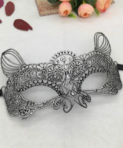 Wawots2018 Store Silver Hot Stamping Ladies Sexy Lace Masquerade Mask For Carnival Halloween Prom Half Face Ball Party Masks Cutout Eye Mask #35