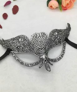 Wawots2018 Store Silver Hot Stamping Ladies Sexy Lace Masquerade Mask For Carnival Halloween Prom Half Face Ball Party Masks Cutout Eye Mask #35