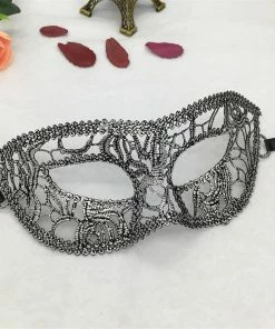 Wawots2018 Store Silver Hot Stamping Ladies Sexy Lace Masquerade Mask For Carnival Halloween Prom Half Face Ball Party Masks Cutout Eye Mask #35