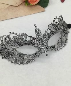 Wawots2018 Store Silver Hot Stamping Ladies Sexy Lace Masquerade Mask For Carnival Halloween Prom Half Face Ball Party Masks Cutout Eye Mask #35