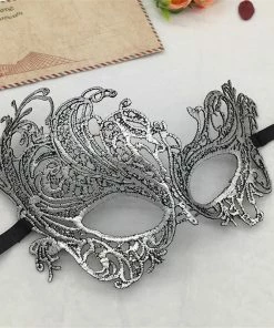 Wawots2018 Store Silver Hot Stamping Ladies Sexy Lace Masquerade Mask For Carnival Halloween Prom Half Face Ball Party Masks Cutout Eye Mask #35