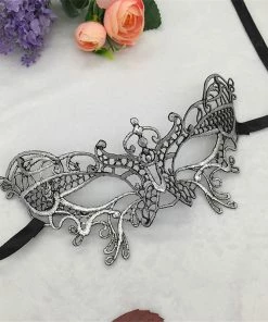 Wawots2018 Store Silver Hot Stamping Ladies Sexy Lace Masquerade Mask For Carnival Halloween Prom Half Face Ball Party Masks Cutout Eye Mask #35