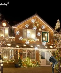 Tanbaby 2nd. Store Tanbaby Laser Projector Waterproof Moving Snow Snowflake Laser SpotLight Christmas New Year LED Stage Party Light Garden DJ DMX