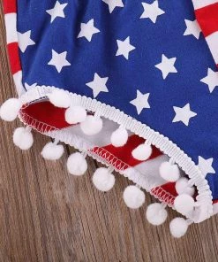 Onlineamericanstore Kids Clothing Toddler Baby Boys Girls Stars Striped Vest Tops+Shorts 4th Of July Outfits Set Sleeveless Striped Printed T-shirt Outfits