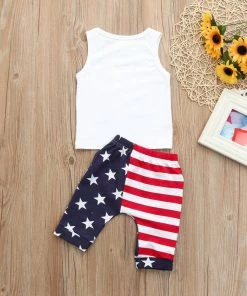 Onlineamericanstore Toddler Baby Girls Boys Stars Striped Tops Vest T Shirt 4th Of July Outfits Set Cool Adorable Baby Kid Clothes August 8 Kids Clothing