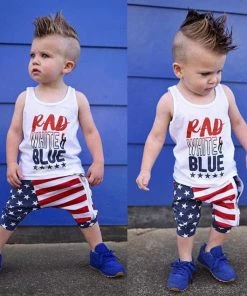 Onlineamericanstore Toddler Baby Girls Boys Stars Striped Tops Vest T Shirt 4th Of July Outfits Set Cool Adorable Baby Kid Clothes August 8 Kids Clothing