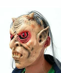 WZF Daily Goods Store Tricky Latex Full Face Red Eyes Long Hair Wig Mask Halloween Toothy Zombie Cosplay Horror Masks HQ Halloween Mask