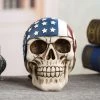 YF Eletrical&Tool Store USA American Flag Skull Statues Sculptures Resin Halloween Home Decor Decorative Craft Skull Ornaments Creative Art Carving Halloween Decorations