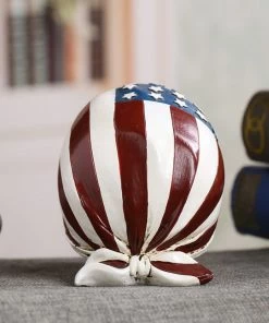 YF Eletrical&Tool Store USA American Flag Skull Statues Sculptures Resin Halloween Home Decor Decorative Craft Skull Ornaments Creative Art Carving Halloween Decorations