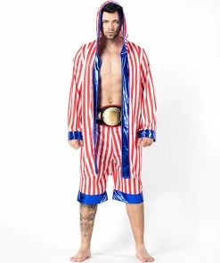 Umorden Official Store Couple Halloween Costume Umorden American Flag Boxer Costume For Men Adult Rocky Balboa Boxing Cosplay Halloween Party Carnival Costumes