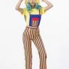 Umorden Official Store Umorden Carnival Party Halloween Clown Costumes Men Women Rainbow Circus Clown Costume Cosplay Fancy Striped Top Pants Couple