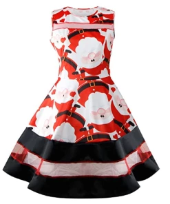 The American Store Womens Ladies Santa Snowman Christmas Dress Sleeveless Xmas Swing Retro Skater Dresses Knee-Length A-Line Christmas Women Clothing