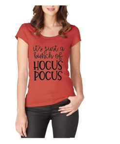 The American Store Casual Print Womens Letter T-shirts It's Just A Bunch Of Hocus Pocus Tee Top Tee Shirt Women Halloween Pumpkin Tshirt T Tops