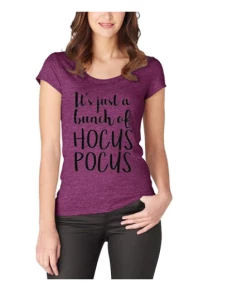 The American Store Casual Print Womens Letter T-shirts It's Just A Bunch Of Hocus Pocus Tee Top Tee Shirt Women Halloween Pumpkin Tshirt T Tops