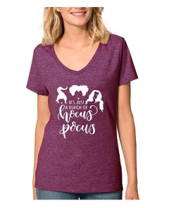 The American Store Casual Print Womens Letter T-shirts It's Just A Bunch Of Hocus Pocus Tee Top Tee Shirt Women Halloween Pumpkin Tshirt T Tops