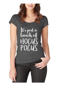 The American Store Casual Print Womens Letter T-shirts It's Just A Bunch Of Hocus Pocus Tee Top Tee Shirt Women Halloween Pumpkin Tshirt T Tops