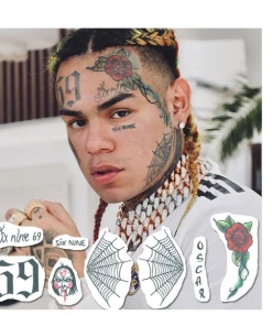 The American Store 6ix9ine Takashi Tattoo Replicas | Tattoo For Halloween Costume Or Concert Fashion Halloween Women Costumes