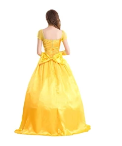M&J Holiday Decorations Co.,Ltd Beauty And The Beast Bell Yellow Long Dress Halloween Costume Belle Princess Dress Masquerade Carnival Adult Belle Roles Suit