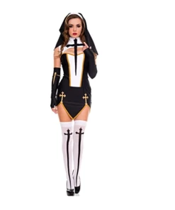 Hai Cospl Store Easter Sexy Nun Costume Adult Women Halloween Cosplay Fancy Girl Sister Party With Stockings Hoodie Halloween Women Costumes
