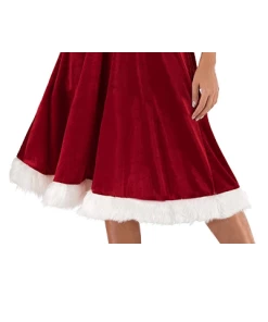 Online American Store Christmas Women Clothing Women Christmas Dress Bandage Long Sleeve Dress Bodycon Holiday Family Party Dress Vestidos Faux Fur Collar Dress #FN02