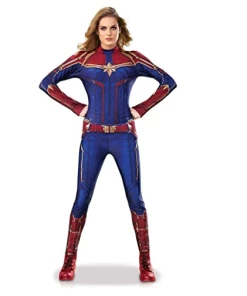 The American Store Adult Women Captain Marvel Cosplay Costume Kid Girl Superhero Marvel Cosplay Halloween Ms Marvel Carol Danvers Jumpsuit Bodysuit Halloween Women Costumes