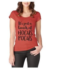 The American Store Casual Print Womens Letter T-shirts It's Just A Bunch Of Hocus Pocus Tee Top Tee Shirt Women Halloween Pumpkin Tshirt T Tops