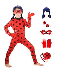 DAN'S Store Ladybug Kids Costumes Girls Women Children Girl Ladybug Girl Halloween Fancy Dress With Glasses And Bags Halloween Women Costumes