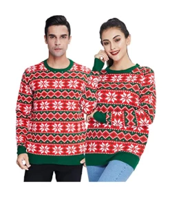 Online American Store Winter Christmas Sweater Men Women Warm Printed Knitted Jumper Top Couple Lovers Xmas Pullover Casual Loose Ladies Male Sweaters
