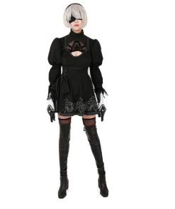The American Store Halloween Women Costumes Chinese Size Nier Automata Yorha 2B Cosplay Suit Anime Women Outfit Disguise Costume Set Fancy Halloween Girls Party Black Dress
