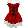 Online American Store M L XL 2XL High Quality Women Christmas Dress Sexy Red Velvet Holiday Dress Santa Claus Costume Plus Size
