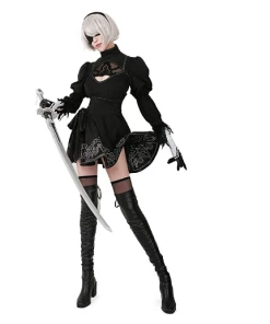 The American Store Halloween Women Costumes Chinese Size Nier Automata Yorha 2B Cosplay Suit Anime Women Outfit Disguise Costume Set Fancy Halloween Girls Party Black Dress