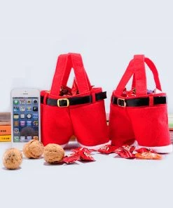 The American Store Christmas Gift Bag Collection Useful 1Pc Merry Christmas Gift Treat Candy Wine Bottle Holder Santa Claus Suspender Pants Trousers Decor Christmas Gift Bags