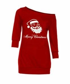 Online American Store Christmas Women Clothing Womail Women Cold Shoulder Santa Claus Costume Dress Christmas Fancy Dress Sexy Woman Dress 2018 L30801