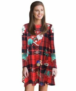 TUREN Store Women Christmas Dress 2018 Floral Vintage Dress Full Sleeve Casual Elegant Party Festival Gift Dresses Vestidos Plus Size Christmas Women Clothing