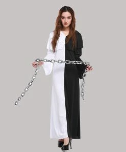 Online American Store Couple Halloween Costume Women Men Couple Black White Ghost Cosplay Cloak Devil Set Lover Carnival Dresses Devil Hooded Cloak Halloween Cosplay Costumes