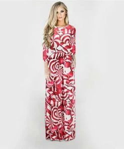 The American Store Christmas Women Clothing Women Winter Dresses 2018 Christmas Tree Long Dress Casual Long Sleeve Print Party Dress Plus Size Maxi Dress Vestidos Robe 3XL