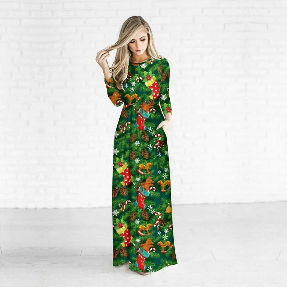 The American Store Christmas Women Clothing Women Winter Dresses 2018 Christmas Tree Long Dress Casual Long Sleeve Print Party Dress Plus Size Maxi Dress Vestidos Robe 3XL 21 The American Store Christmas Women Clothing Women Winter Dresses 2018 Christmas Tree Long Dress Casual Long Sleeve Print Party Dress Plus Size Maxi Dress Vestidos Robe 3XL