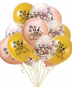 The American Store New Year Collection 15pcs 2019 Happy New Year Balloon Confetti Christmas Balloons Set Rose Gold Latex Ballon Birthday Party Decorations Baby