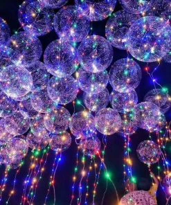 The American Store 18/24inch Clear Bubble Balloon Luminous LED Lights String Up Balloons Round Ball Wedding Hen Party Happy Birthday Supplies New Year Collection