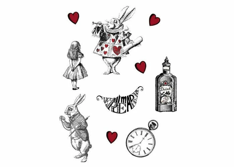 Onlineamericanstore Halloween Temporary Tekashi69 Tattoos Alice Got Inked Temporary Tattoo - Set Of 6 Alice In Wonderland Temporary Tattoo 4 Onlineamericanstore Halloween Temporary Tekashi69 Tattoos Alice Got Inked Temporary Tattoo - Set Of 6 Alice In Wonderland Temporary Tattoo