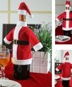 The American Store Christmas Red Wine Bottle Covers Clothes Bag With Hats Dinner Table Xmas Navidad Christmas Decorations For Home