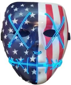 Onlineamericanstore Halloween Mask Light Up Masks Stitched American Flag 4th Edition LED Lighted Costume Mask (EDM, Rave, Party, DJ, Halloween, Costume, Movie)
