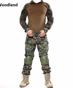 The American Store AichAngeI Tactical Camouflage Military Uniform Clothes Suit Men US Army Clothes Military Combat Shirt + Cargo Pants Knee Pads