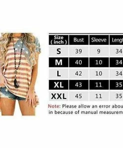 Aifer Women's American Flag Striped T-Shirts 4th July Short Sleeve Loose Blouse USA Flag Tops Women Clothing