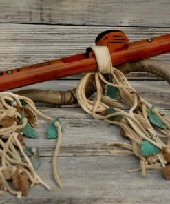 Online American Store Flute Ties, Native American Flute, Native Flute Accessory, Saddle Leather With Tribal Edge, Flute Wrap Native American Collection