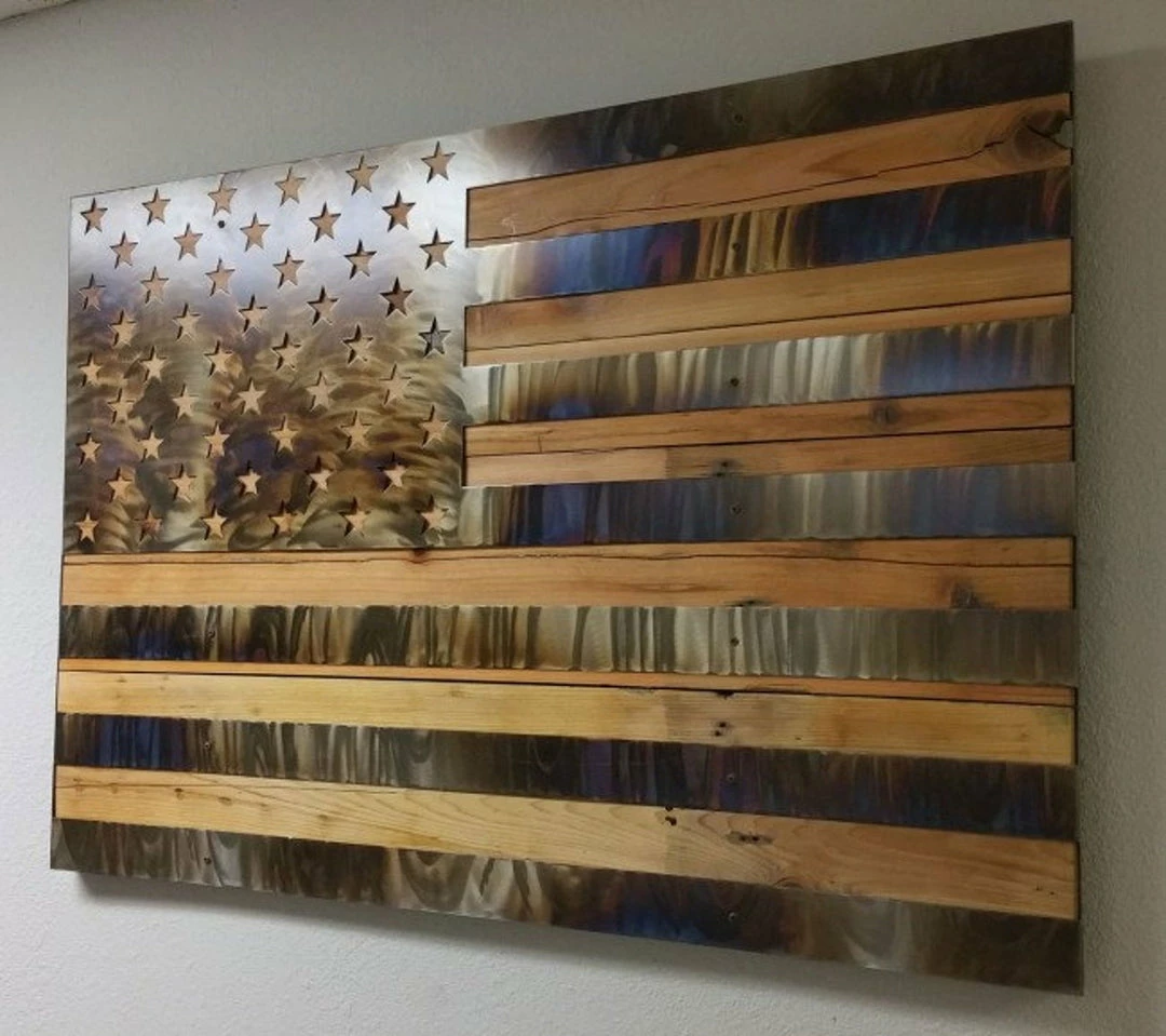 TheCleverVenue Wall Decor & Art USA United States Flag Custom Burn Metal On Reclaimed Wood,2 Sizes, Vintage Style, Nostalgic Patriotic Wall Home Decor,garage Art PTSW145 3 TheCleverVenue Wall Decor & Art USA United States Flag Custom Burn Metal On Reclaimed Wood,2 Sizes, Vintage Style, Nostalgic Patriotic Wall Home Decor,garage Art PTSW145