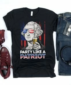 Onlineamericanstore Party Like A Patriot T-Shirt July 4th Independence USA United States Firework Mens Clothing